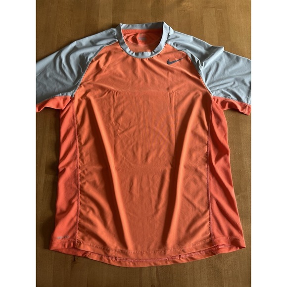 Nike Other - Nike Shirt Mens Sz M Orange Gray Dri-Fit Short Sleeve Crew Neck Gym T-Shirt Run